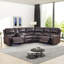 Canapé modulaire inclinable électrique en cuir 7 pièces avec rangement, porte-gobelet et DEL 7 pièces-2008053692