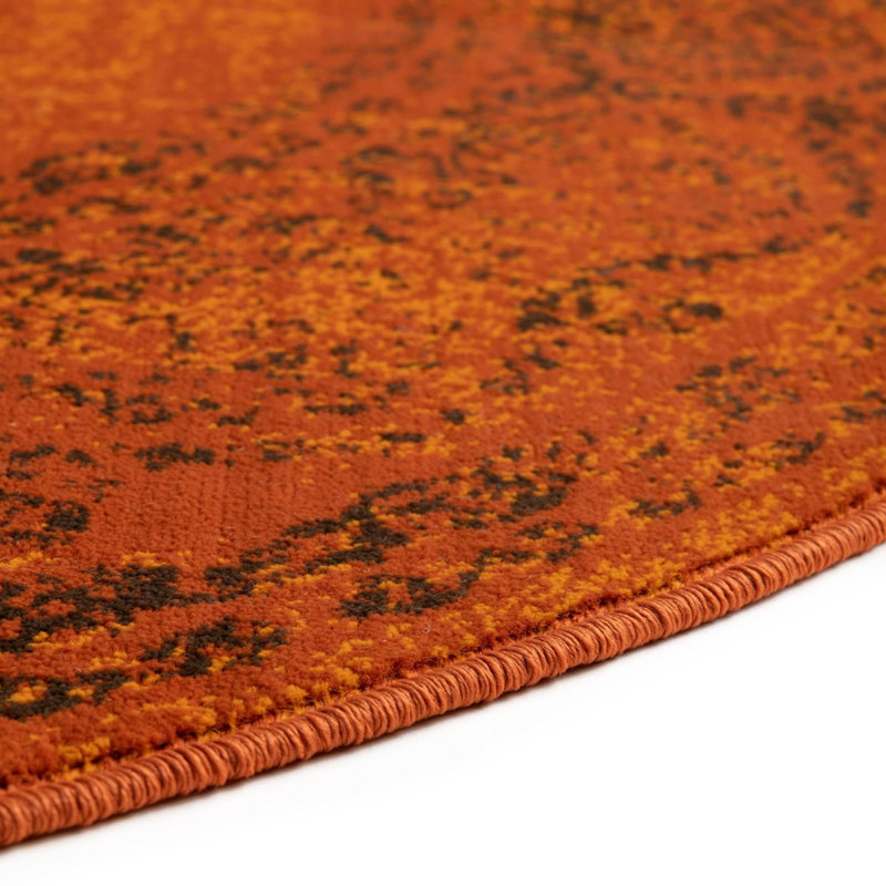 Tapis oriental brun orange, Tapis de couloir 2 pi 7 po x 12 pi