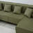U-shaped Sectional Sofa and 6 Pillows (Green)-1174278688