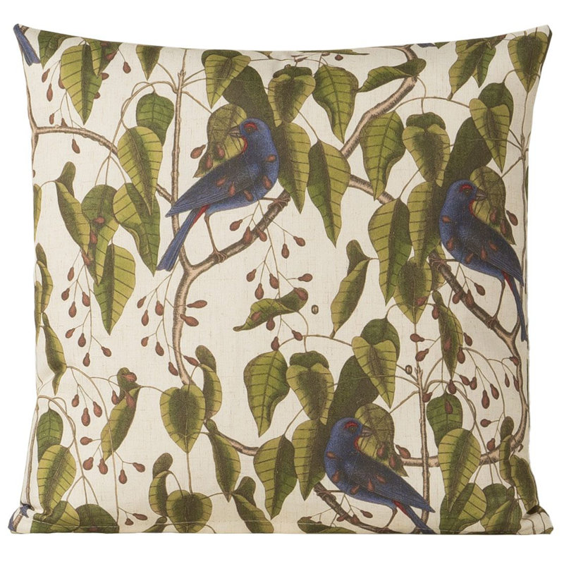 Bluebirds Botanical Throw Pillow, 16" x 16"