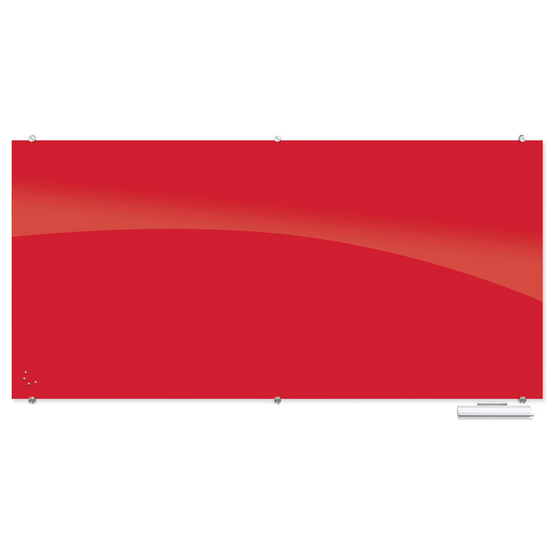 Visionary Magnetic Wall Mounted Glass Dry Erase Board, 47.24" H x 94.49" L, Red