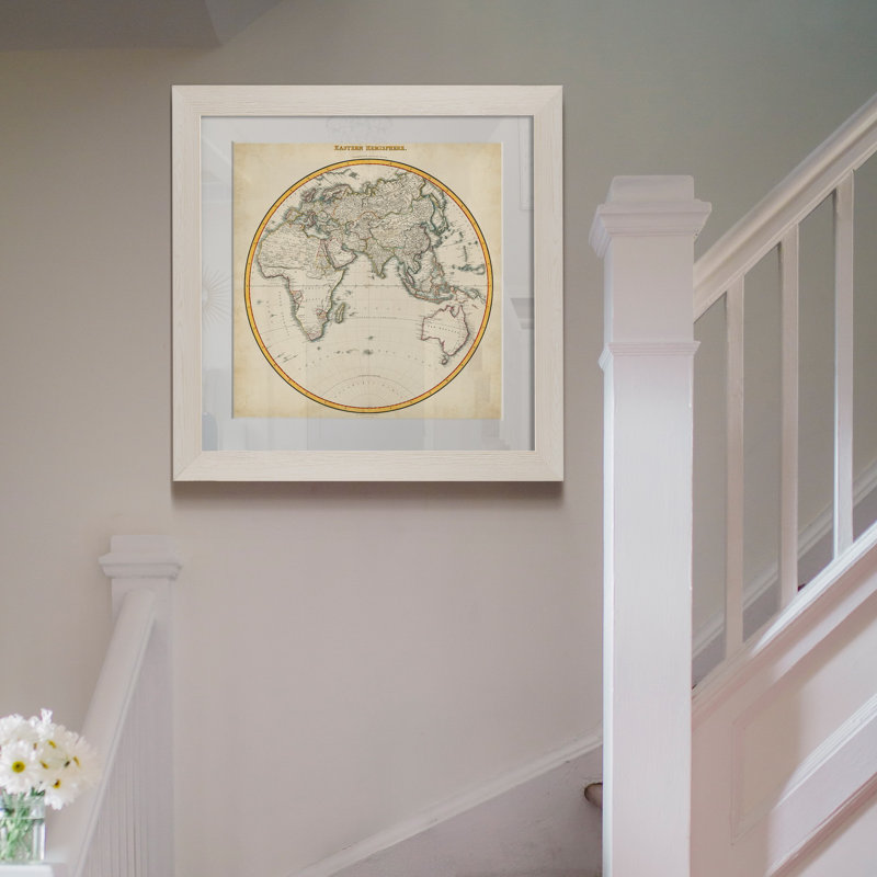" 1812 Eastern Hemisphere ", 35.5" H x 35.5" W x 1.5" D, White Framed Paper
