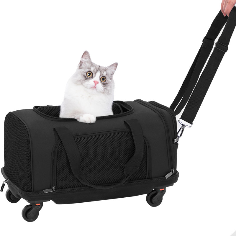 Darkash Collapsible Pet Carrier with 3 Doors, Black