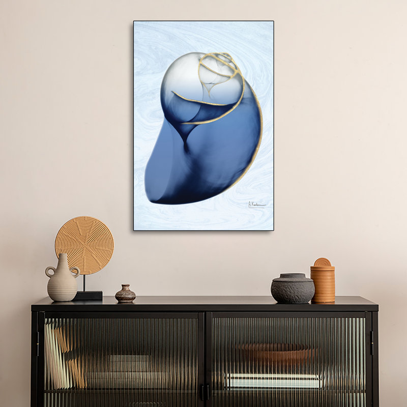 Reproduction d'art mural, toile métallique indolore, escargot indigo II par Albert Koetsier
