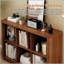 Bibliothèque à 6 cubes, tablette horizontale basse de 40 pouces de large avec bord courbé, bibliothèque en bois à 2 niveaux pour un décor de maison de campagne moderne