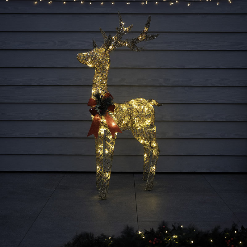 Gold Glitter Reindeer With LED Lights