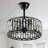 18" 3-Speed Remote Control Ceiling Fan with Light & Timer, Black Crystal Drum Fandelier for Dining Room, Living Room