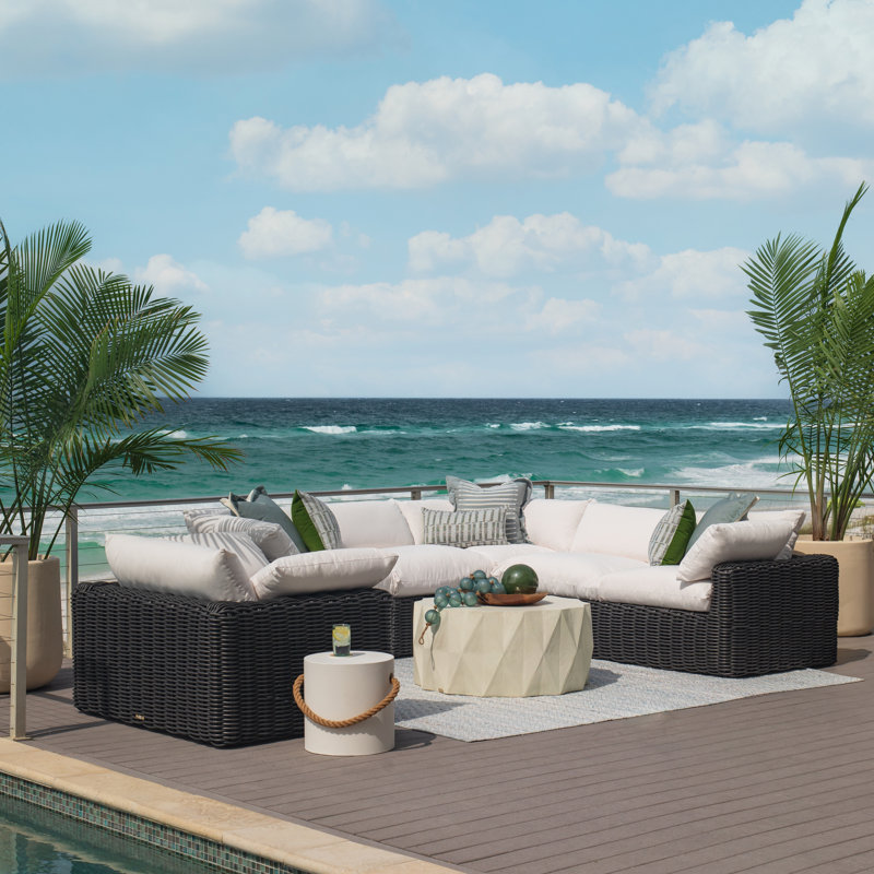 Montecito Woven N-Dura Resin Wicker Outdoor Lounge Chair - Onyx, Natural White, No
