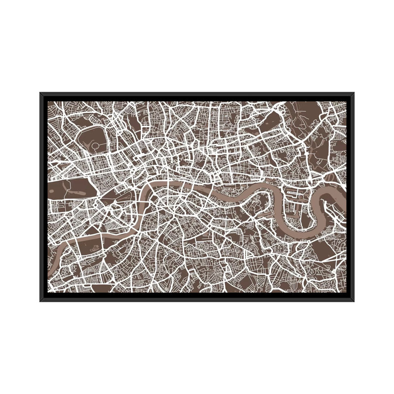 « london map vii » par michael tompsett, impression sur toile, H 18 po x l 26 po x P 1,5 po, Toile avec cadre noir