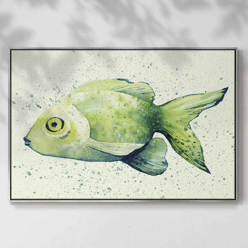 «Speckled Freshwater Fish I», reproduction d'art sur toile, H 17 po x l 25 po x P 2 po, Argent