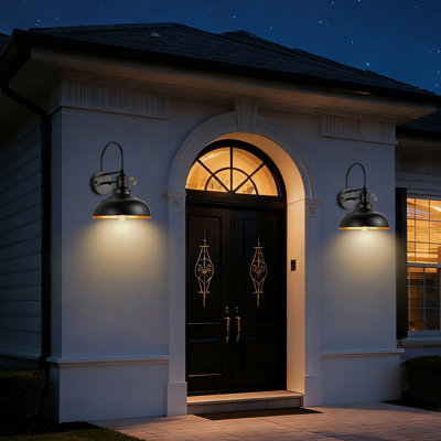 Motion Sensor Outdoor Barn Lights - Dusk To Dawn Farmhouse Gooseneck Exterior Wall Lighting Fixture For Garage Patio Doorway(set Of 2)