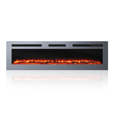 Wall Mounted/Recessed-In Stainless Steel Electric Fireplace