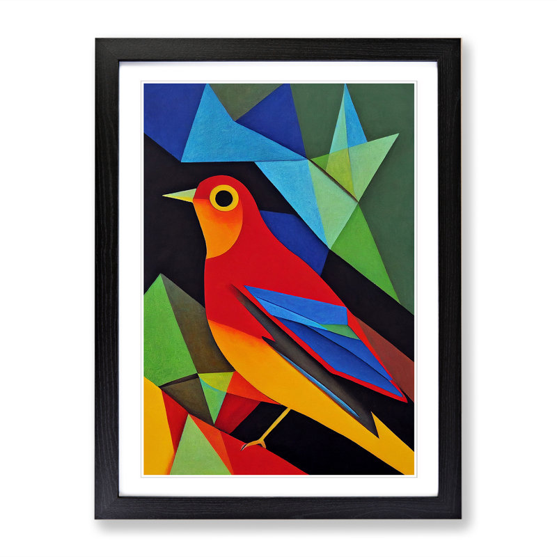 Karlshamn Robin Bird Abstract Vol.7 1 Piece Wall Art, 34cm H x 25cm W x 2cm D, Black