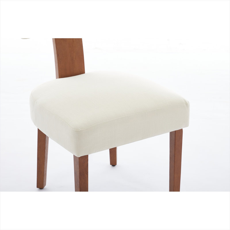Ensemble de 2 chaises sans accoudoirs, dossier incurvé moderne, revêtement en lin, pieds en bois massif, beige doux