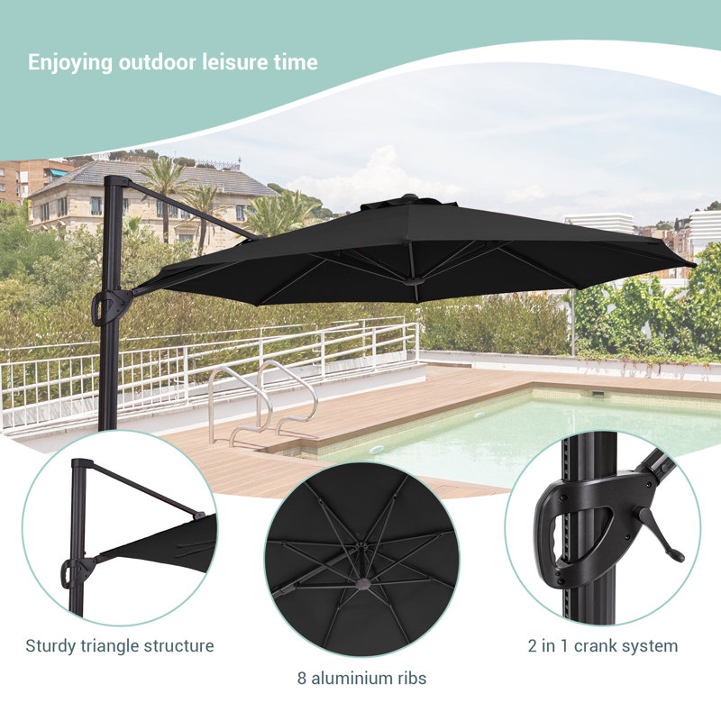 Parasol suspendu 11 pi Urbanna, Noir, noir, noir, noir