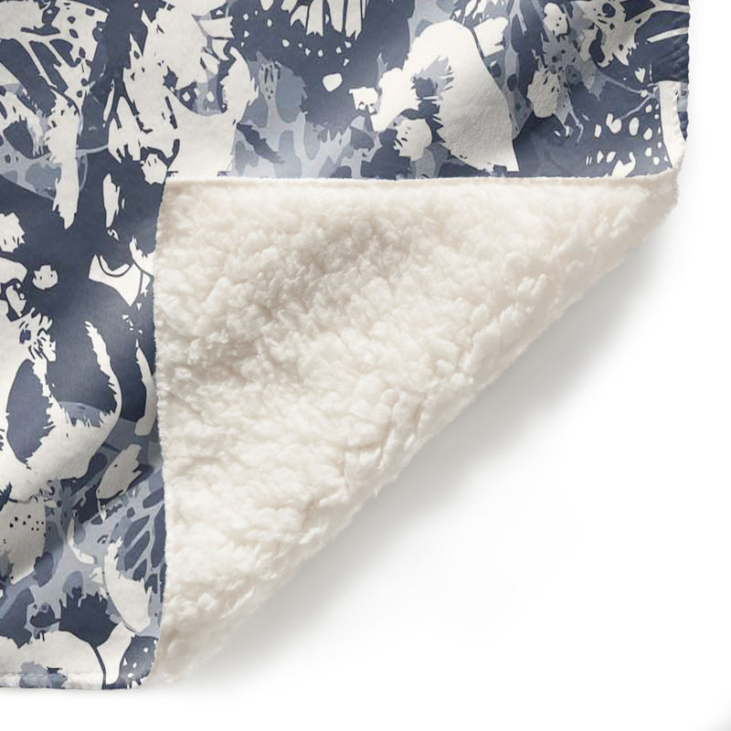 Couverture sherpa doux blue papillons ii, l 51 po x L 60 po