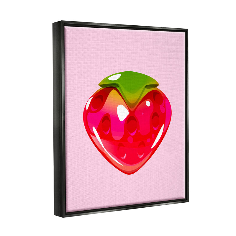 «Strawberry Gummy Candy» encadré sur bois par Lil 'Rue, impression, H 31 po x l 25 po x P 1,7 po, Cadre flottant noir de jais