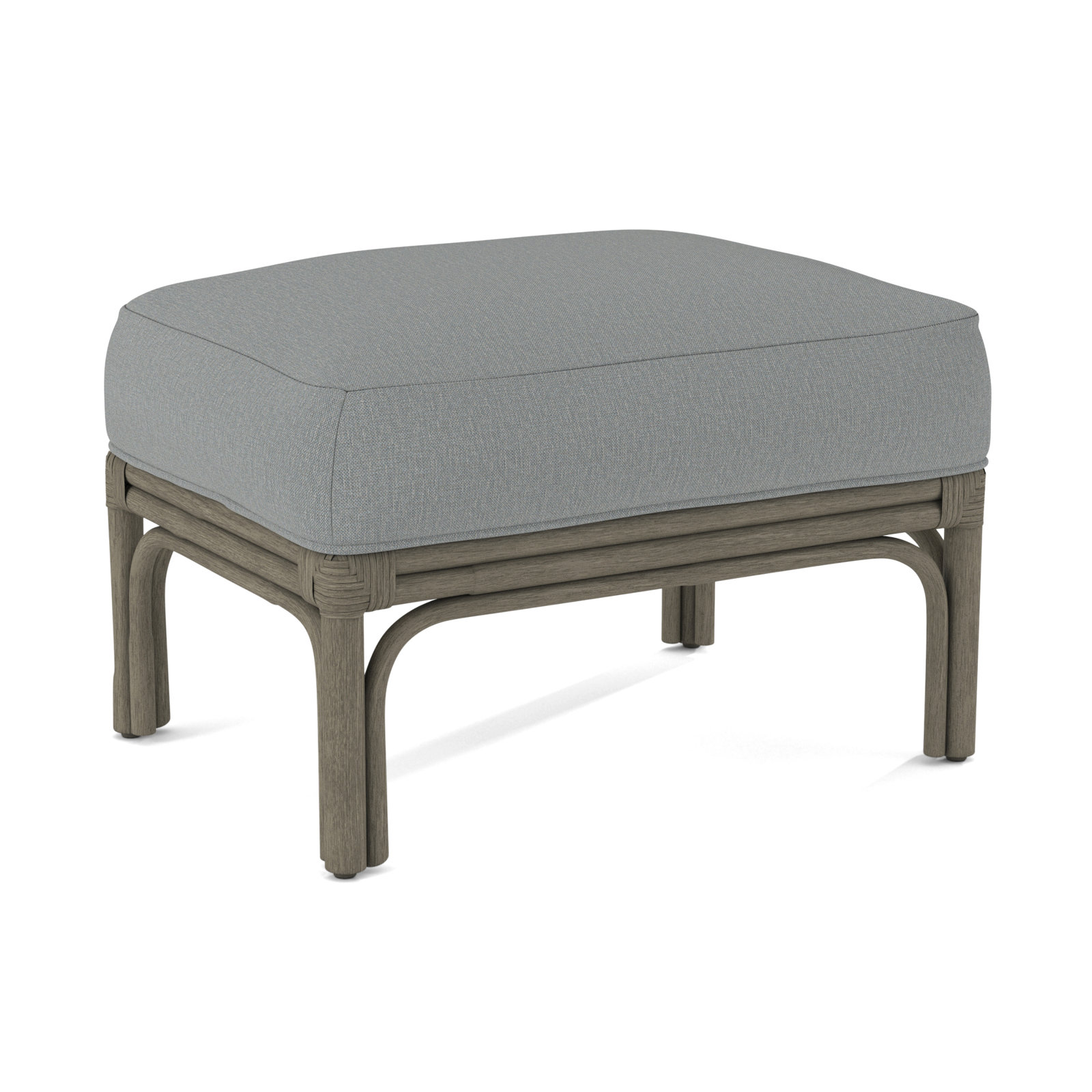 Boca Upholstered Ottoman, Stone Hearth, Light Blue Performance Fabric; 0851-55