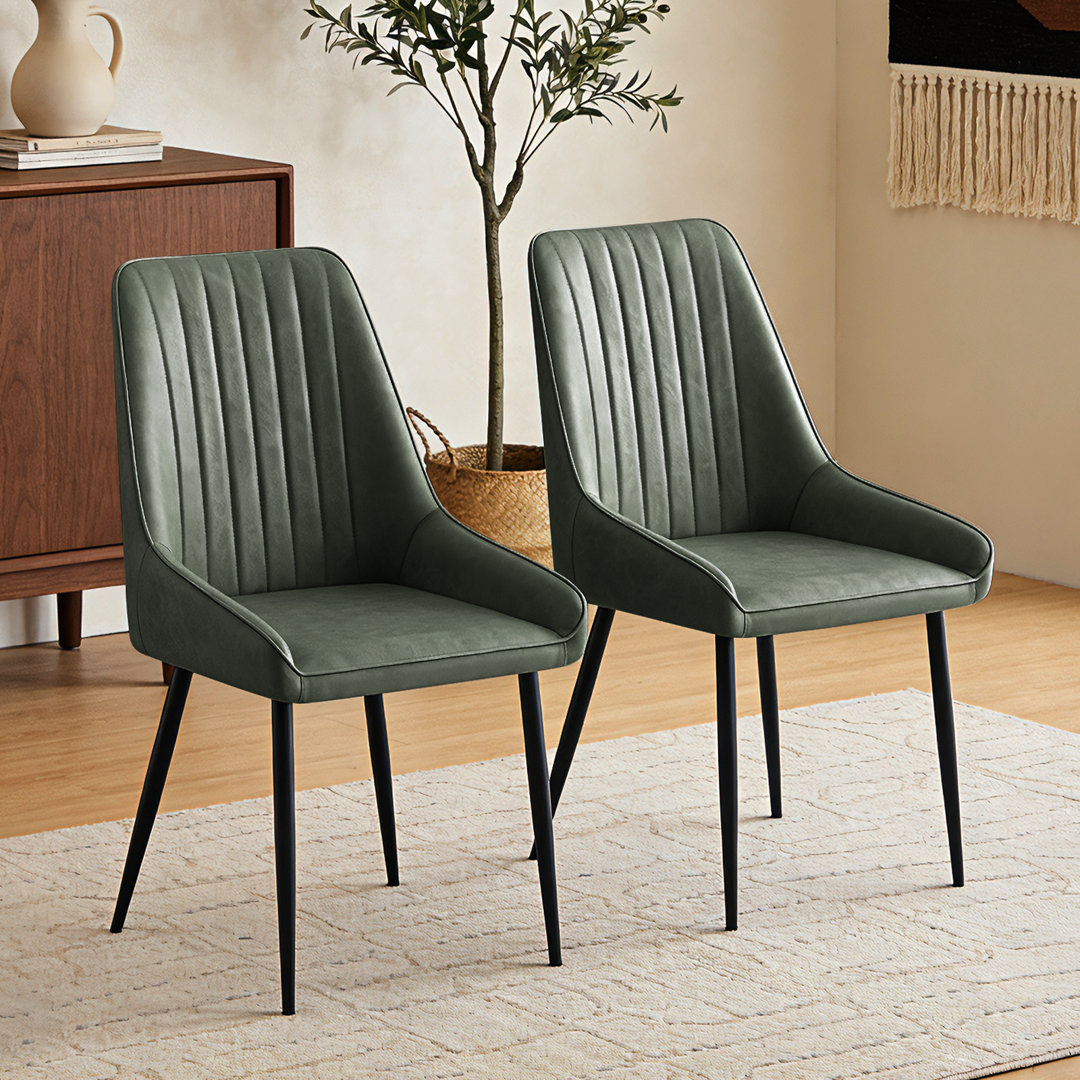 Modern Faux Leather Upholstered Dining Chair with High Back