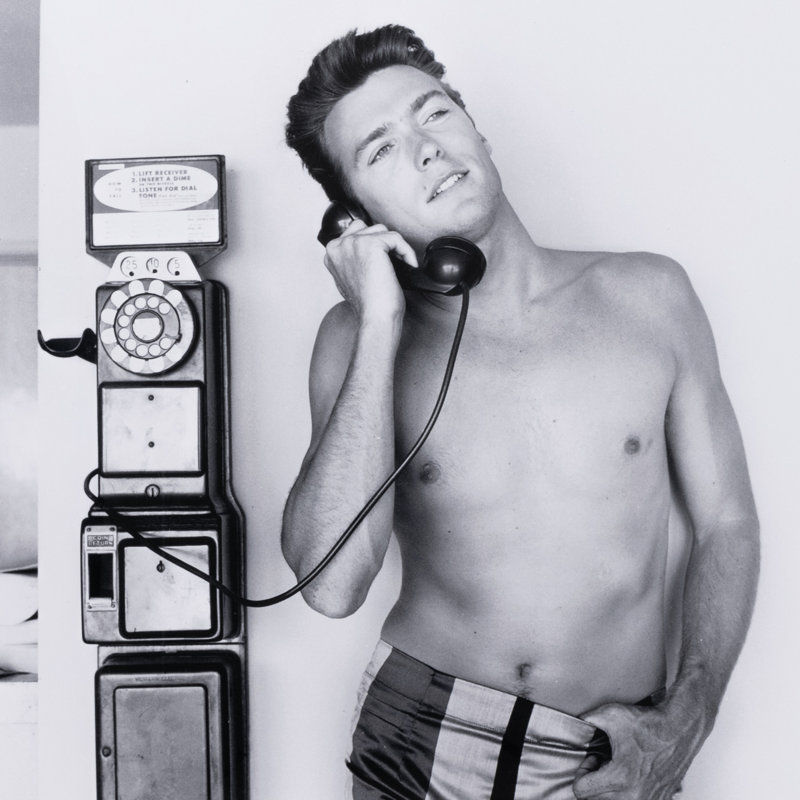 Clint Eastwood Takes A Call Print by Getty Images, 30" H x 30" W x 1.5" D