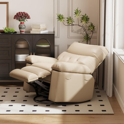 37.4" Wide Oversized Recliner Chair, PU Leather Manual Recliner with 1.5X Sponge Filling