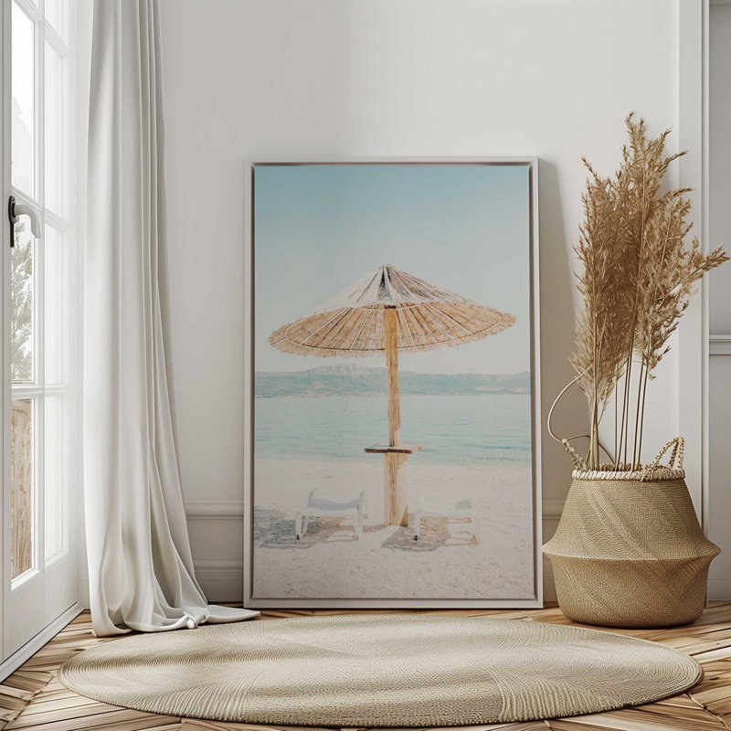 Beach Day Escape Canvas Print, Polished Gold Floater Framed, 36.75" H x 24.75" W x 1.75" D
