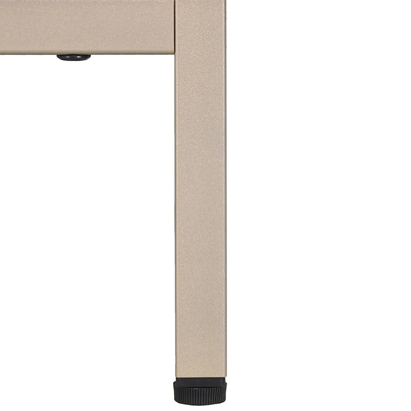 Table de chevet 1 tiroir Lylia, Blanc blanchi / or