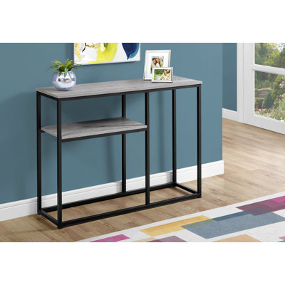 Table d'appoint, console, vestibule, étroit, canapé, salon, chambre à coucher, stratifié gris, métal noir, contemporain, moderne