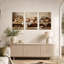 Ensemble de 3 toiles rustiques, pains et bols de farine sur table en bois-134006117