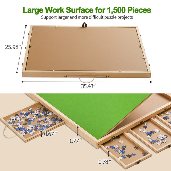 Planche de puzzle de 1500 pièces avec tiroirs, table de puzzle réglable  avec couvercle, tables de puzzle à 3 angles d'inclinaison pour adultes