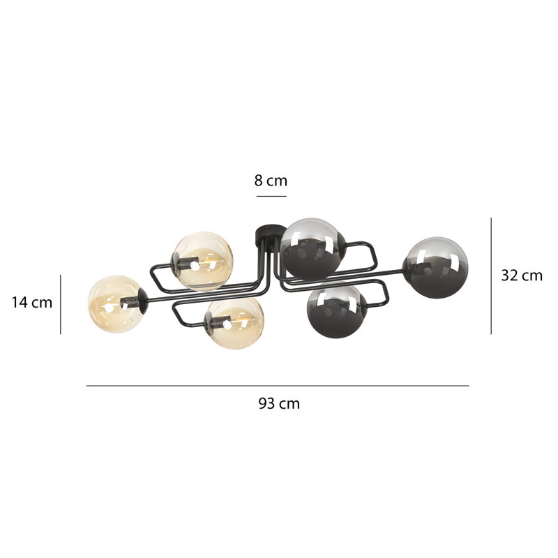 Cadesia Glass Semi Flush Mount, Graphite/Amber