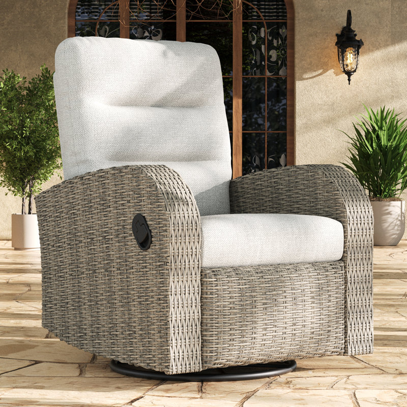 Reclining Recliner Chair, Beige Cushion/Grey Frame