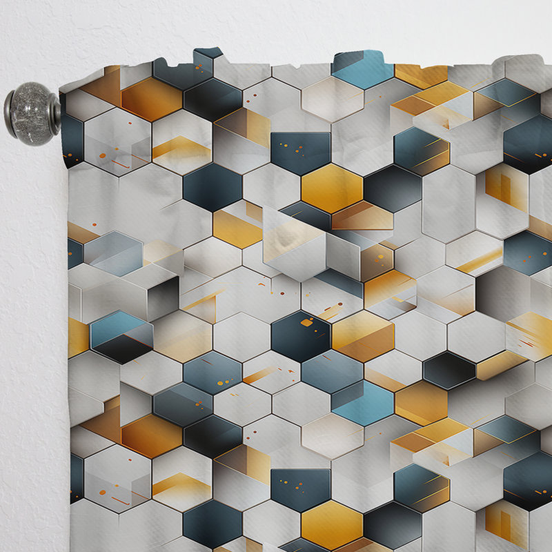 Gray Hexagons Dreams - Rideau abstrait - Rideau obscurcissant à formes géométriques - 1 panneau, L 52 po x L 108 po