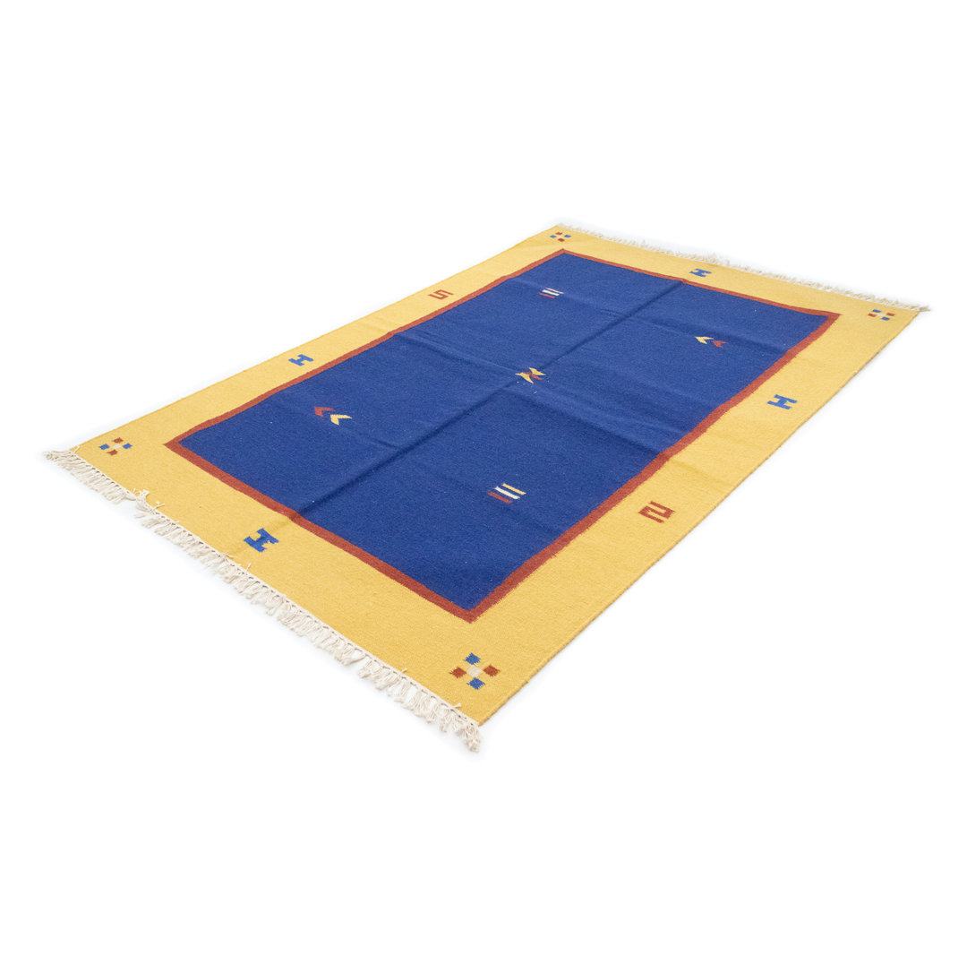 Handmade Kilim Wool Blue Indoor/Outdoor Rug