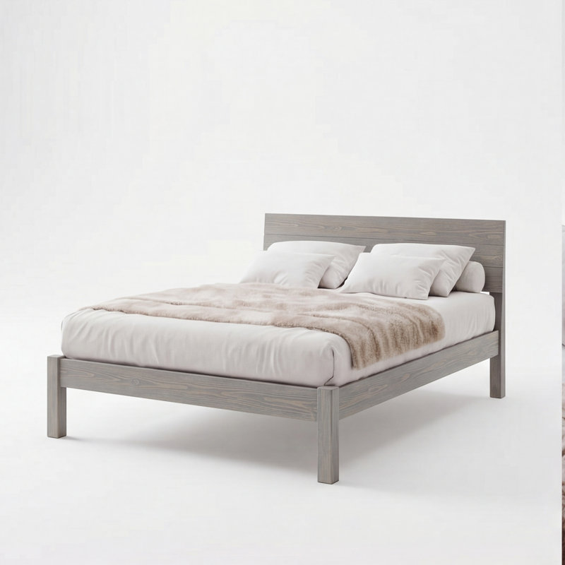 Ivor Bed Frame, 85" x 85", Gray Wood