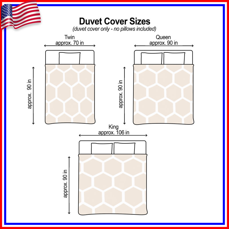 Beige Hexagon Pattern Duvet Covers, Twin