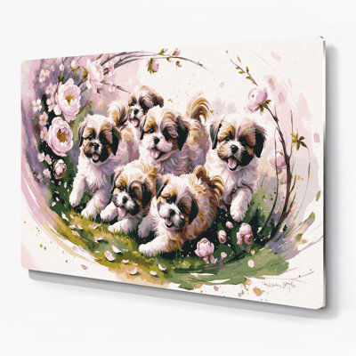 Dogs Shih Tzu Beige Metal Wall Art