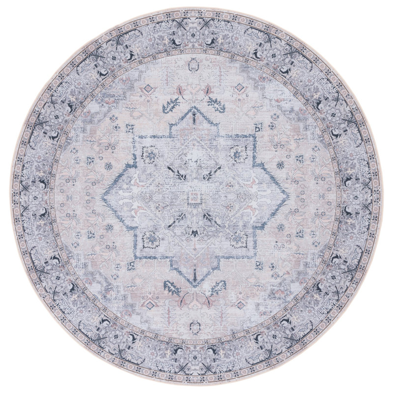 Pashen Performance Machine Washable Oriental Rug, Round 6'