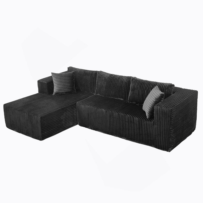 Canapé modulaire en forme de L de Boneless, Orienté vers la gauche, Tissu noir