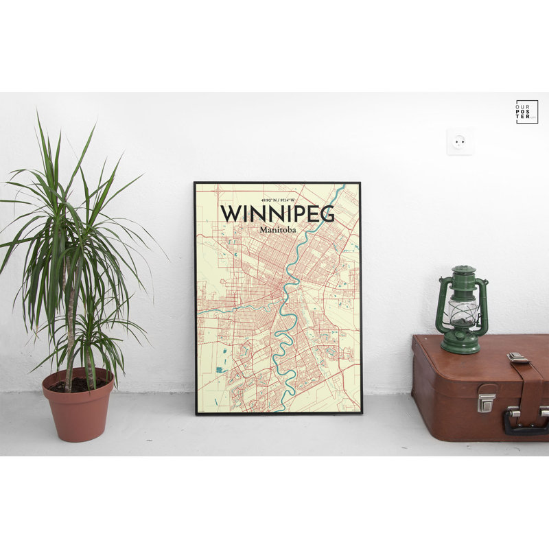 « winnipeg city map », reproduction d’impression sur affiche en couleur, H 20 po x l 16 po