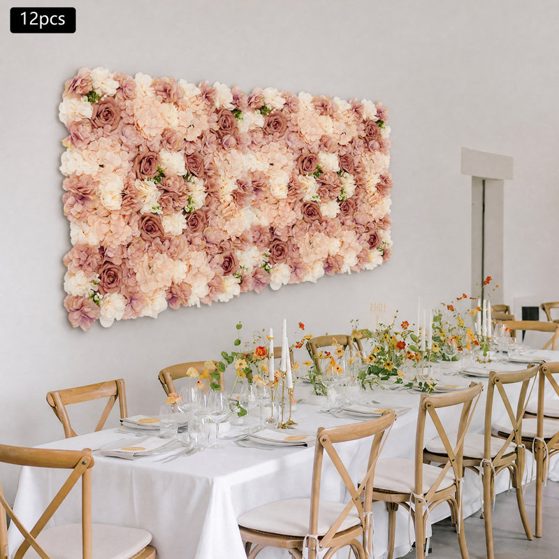 Panneau mural fleur artificielle, Coffee,Light Champagne, 12