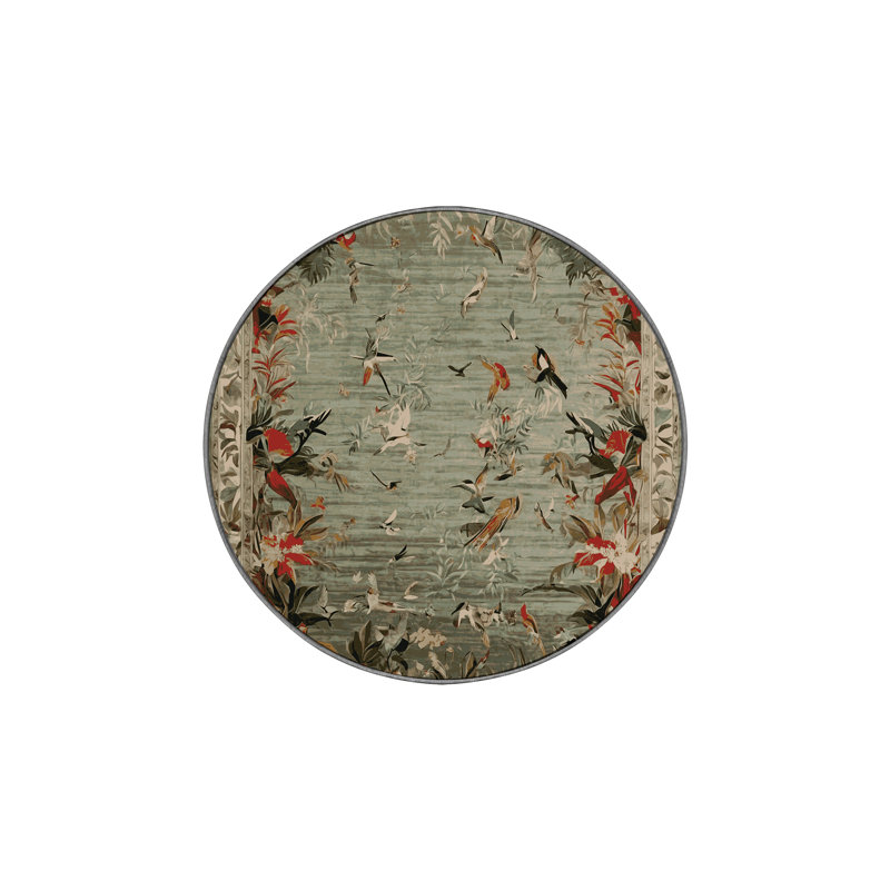 Machine Washable Brown Area Rug, Round 3'