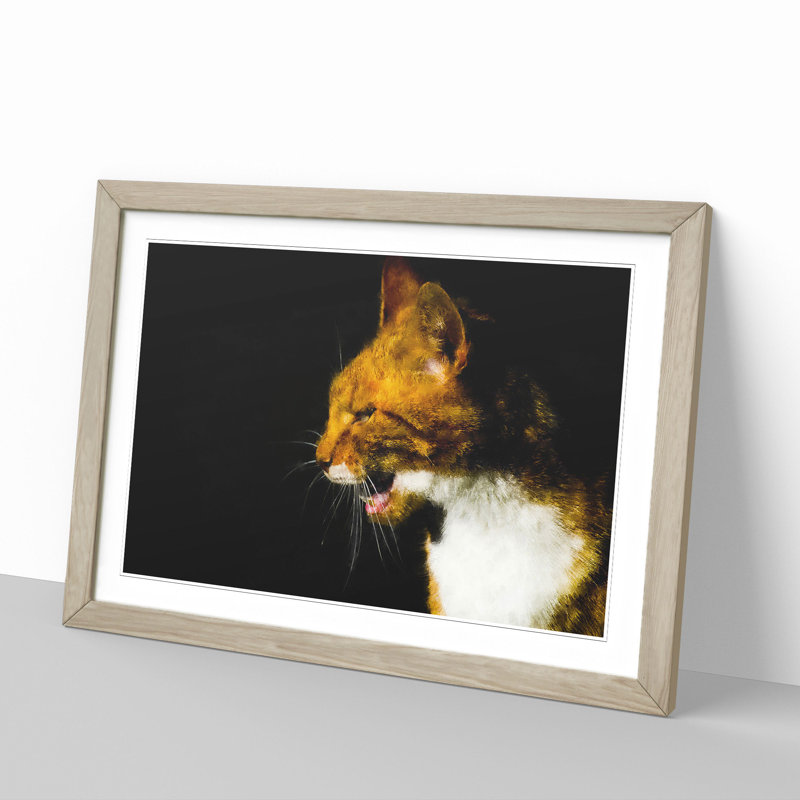 Portrait of a Cat Vol.5 - Picture Frame Painting, Oak Framed, 36cm H x 48cm W x 2cm D