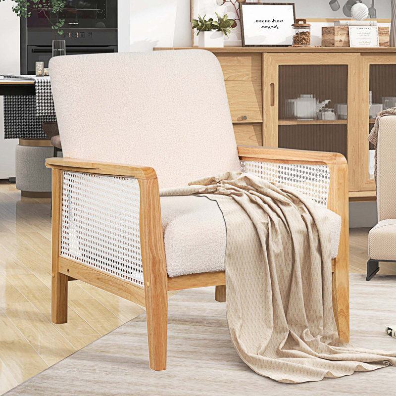Fauteuil en velours l 25,9 po Barkeyville, Blanc velouté