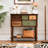 Fienley Vintage 5-Drawers Brown Console Table With Artistic Mixed-Color,Open Storage Shelf