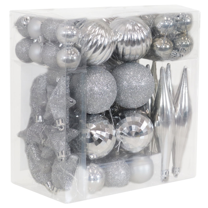 Boules de Noël en plastique argentées, Argent