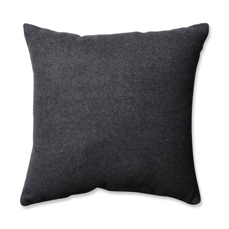 Embroidered Cotton Reversible Throw Pillow, Dark Melange/Gray