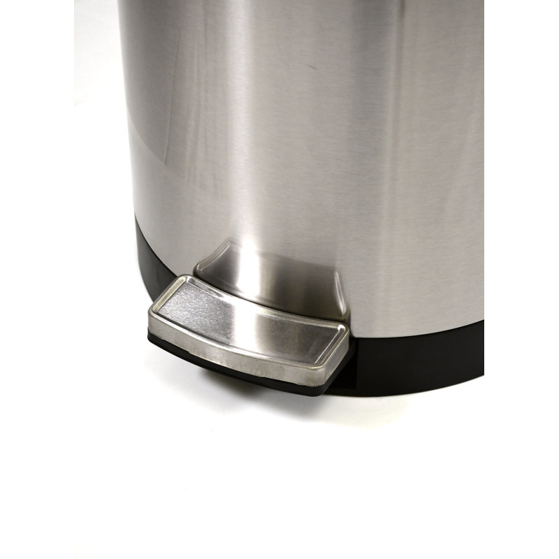 30 Liter Brushed Stainless Steel Cylindrical Step Trash Can