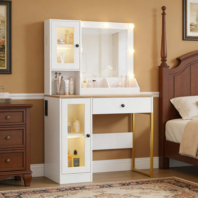 Bureau de maquillage avec lumières et miroir