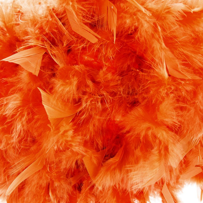 Eye-Catching and Modern Genuine Feather Decorated Pendant Light Shade, 20cm H x 25cm W x 25cm D, Orange
